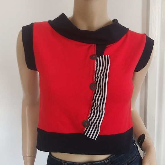 Nautical Handmade Crop Top S - Picture 1 of 5